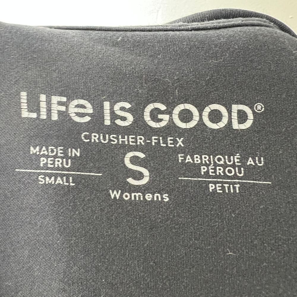 LIFE IS GOOD Crusher Flex Black Top Cotton Stretch Crew Neck Pullover Size Small - Picture 7 of 9